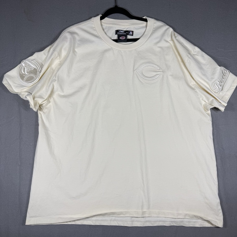 Pro Standard Cincinnati Reds T Shirt Mens 2XL Cream Embroidered MLB Logo Tee